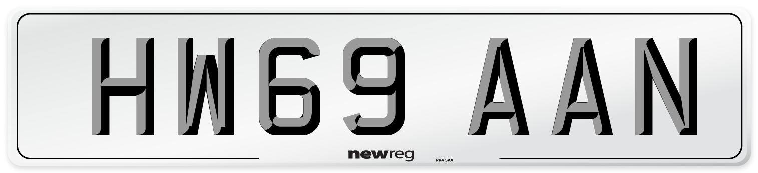 HW69 AAN Number Plate from New Reg